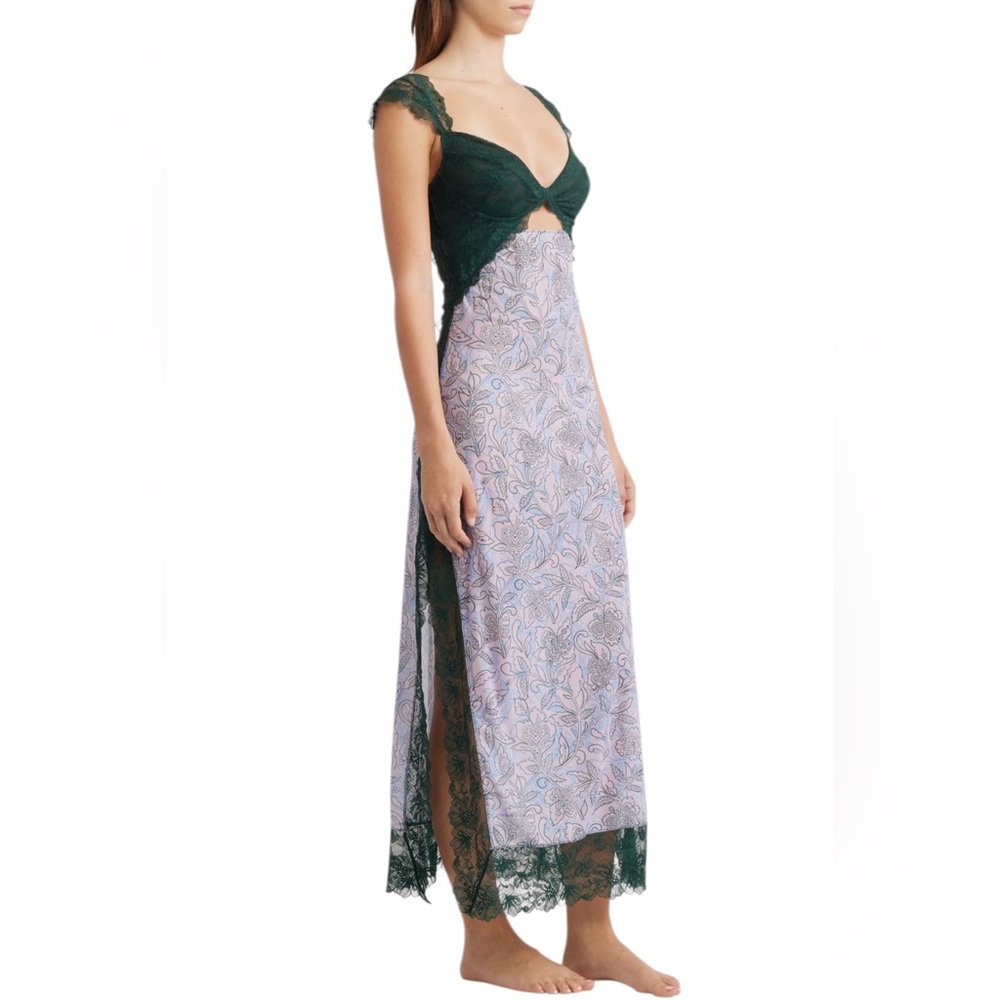 NWT Intimately Free People Suddenly Fine Floral Print Cutout Lace Trim Nightgown - Picture 3 of 16